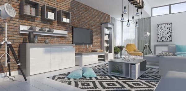 Tyler 3 Door Modern White Sideboard with LED Lights