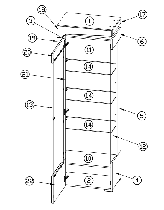 Tyler Tall Left LED Corner Storage Display Cabinet