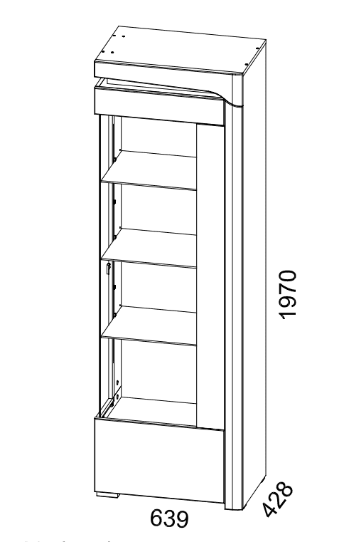 Tyler Tall Right LED Grey Display Cabinet