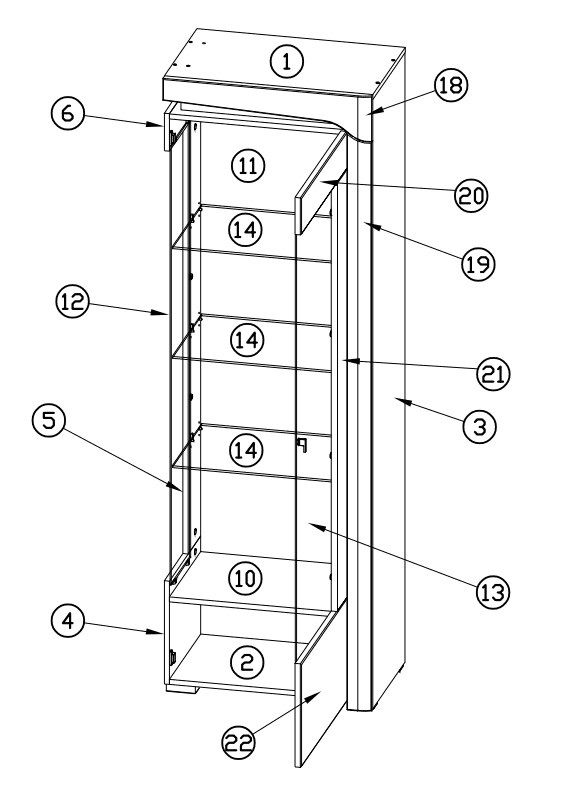 Tyler Tall Right LED Grey Display Cabinet