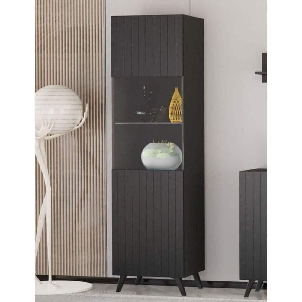 Becca Matte Black Tall Display Cabinet