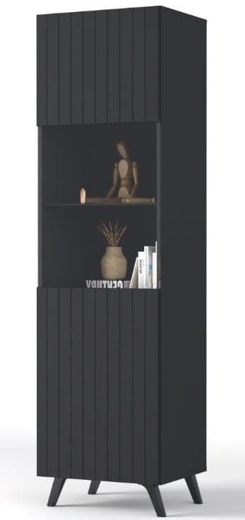 Becca Black Display Cabinet Dining with 4 Internal Shelves