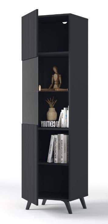 Becca Black Display Cabinet Dining with 4 Internal Shelves