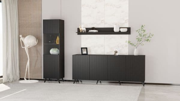 Becca Matte Black Wide 4 Door Sideboard