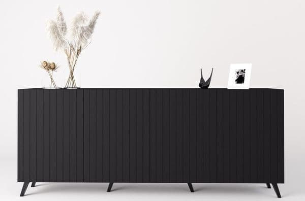 Becca Matte Black and Wood Sideboard 4 Door