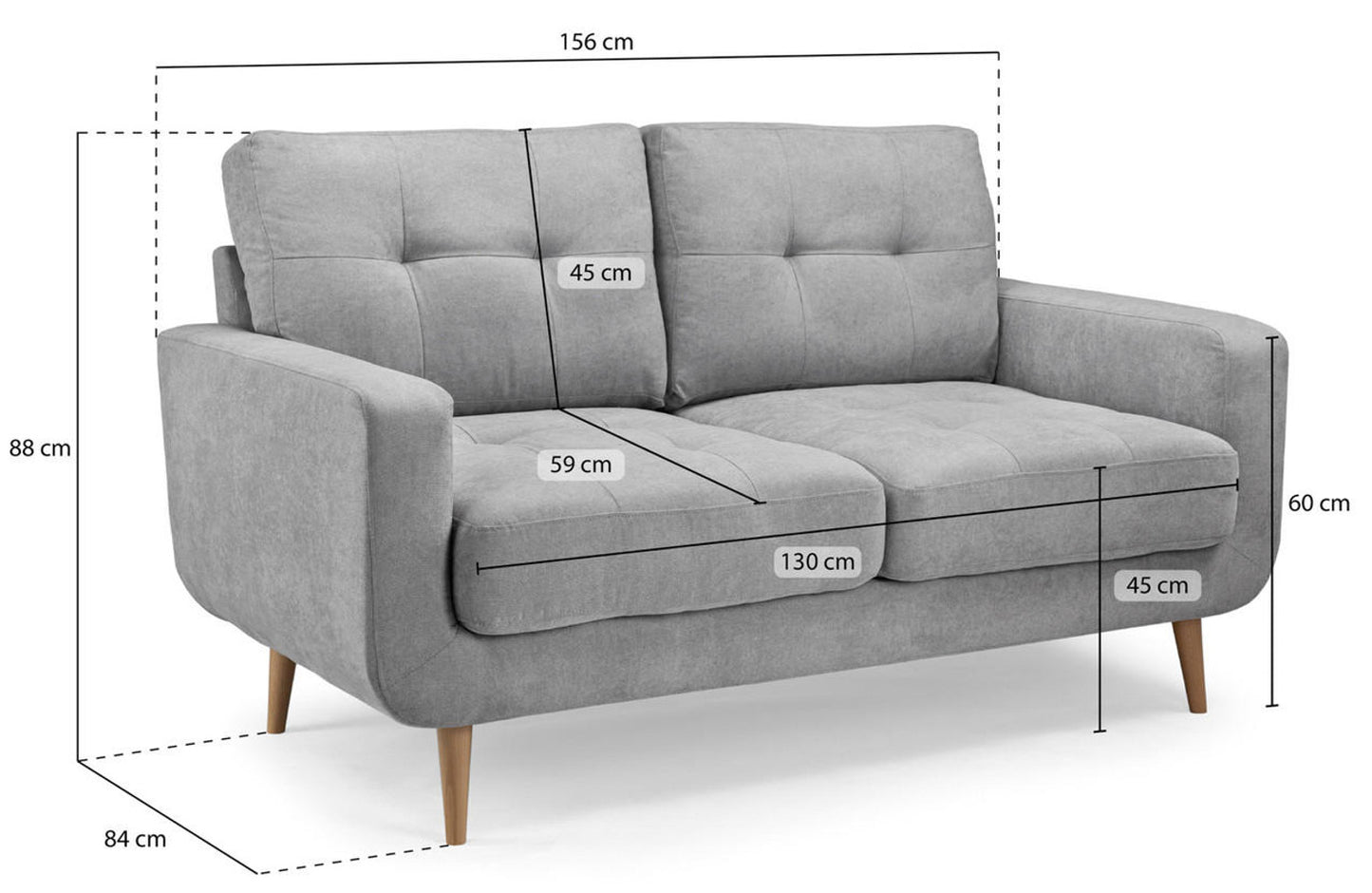 Aurora 2 Seater Sofa - Grey