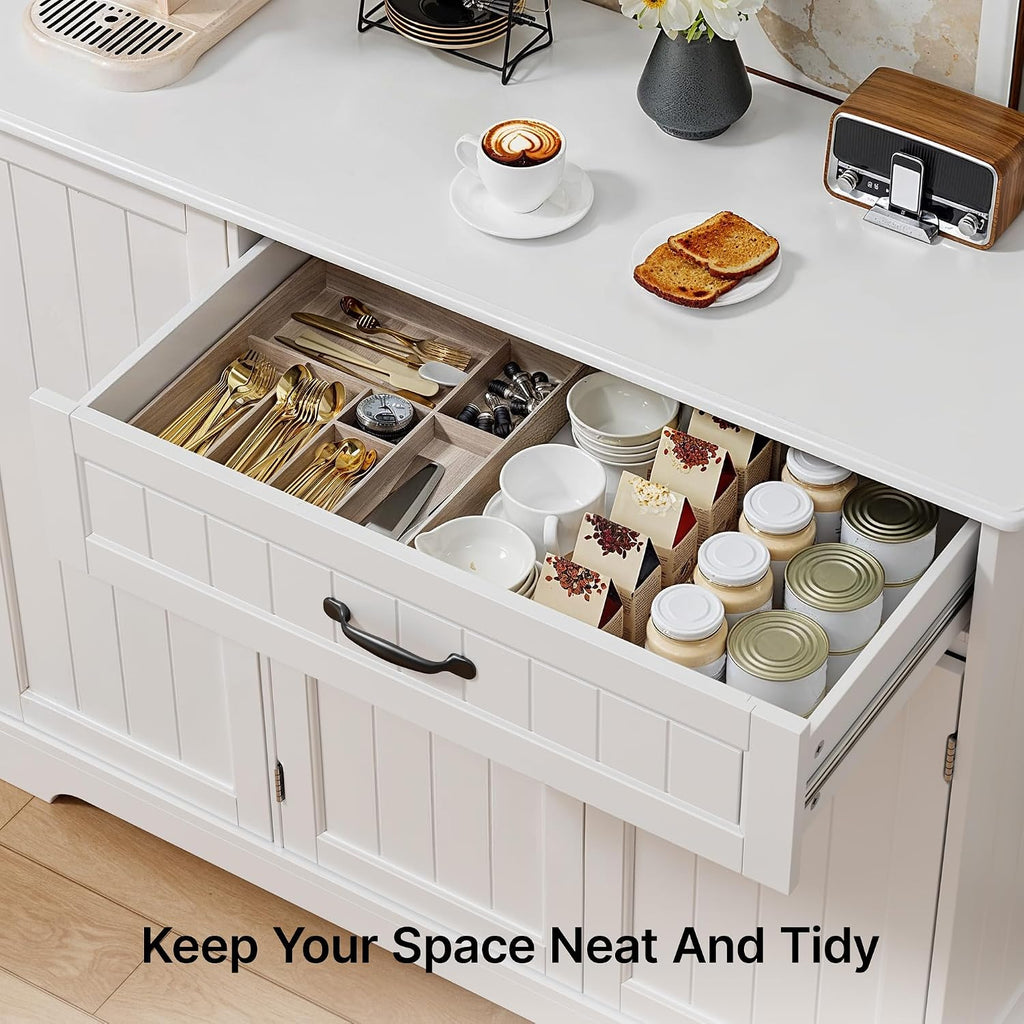 Sideboard Cabinet, Kitchen Storage Cupboard with Drawer | 3-Tier Door Storage and 2-Door Cabinet, Anti-Tip Design, 105 X 40 X 84.5 Cm