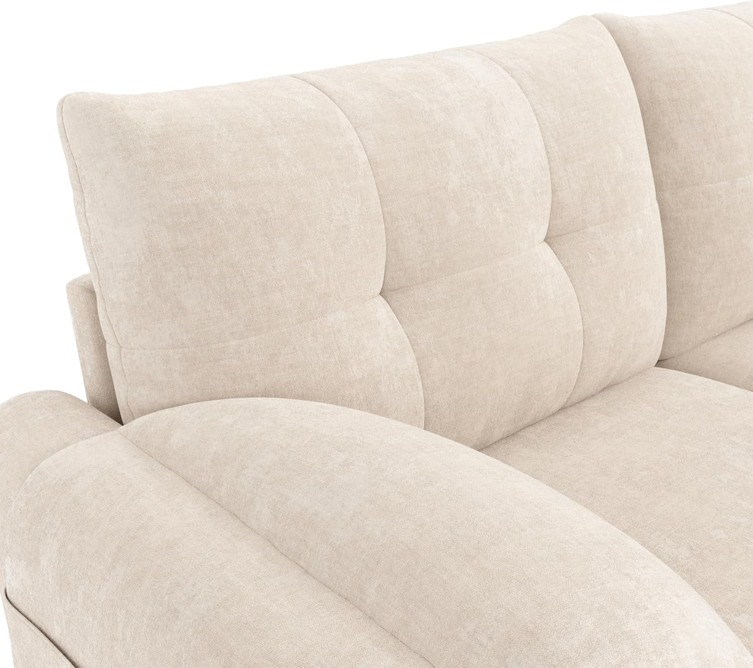 2 Seater Chenille Sofa Small Sofa with Soft Cushioned Seat Beige | Two Seater Sofa with Pillow‑Style Armrests and Side Storage Pocket, Loveseat for Small Living Rooms, Bedrooms and Apartments