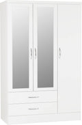 Nevada 3 Door 2 Drawer Wardrobe in White Gloss