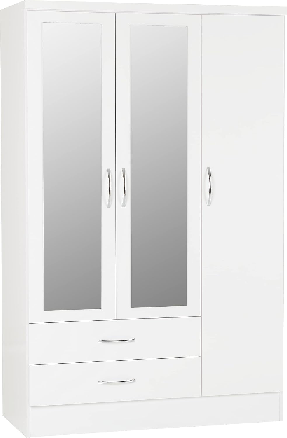 Nevada 3 Door 2 Drawer Wardrobe in White Gloss