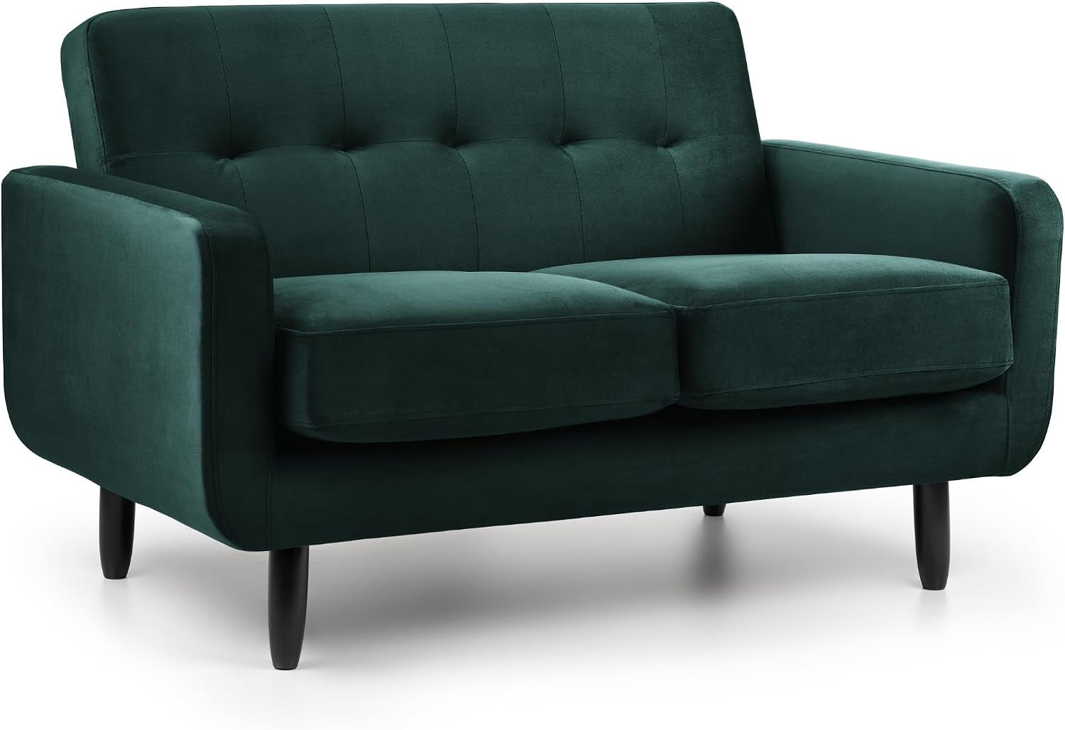 Oslo 2 Seater Compact Sofa in Dark Green Velvet Fabric | W130 X D80 X H80 Cm, Padded Cushions, 2 Couch for Modern Living Rooms, Bedrooms & Flats, Velvet Fabric