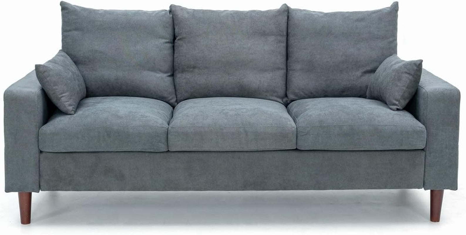 3 Seater Sofa Linen Fabric Sofa Settee Couch Lounge Sofa Living Room Furniture Wood Legs, Grey 3 Seater