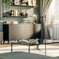 black and wood sideboard