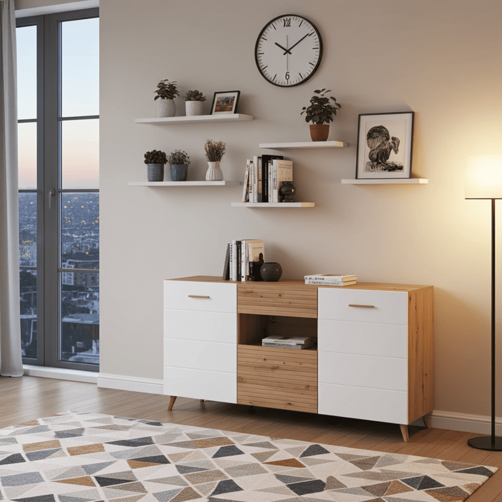 BlancMatte Slatted Artisan Sideboard Cabinet