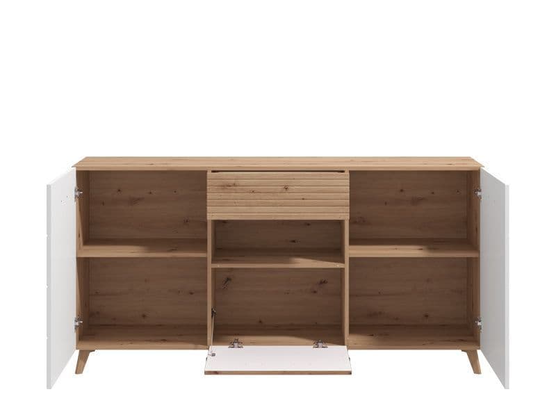 BlancMatte Slatted Artisan Sideboard Cabinet