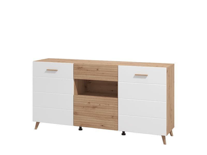 BlancMatte Slatted Artisan Sideboard Cabinet