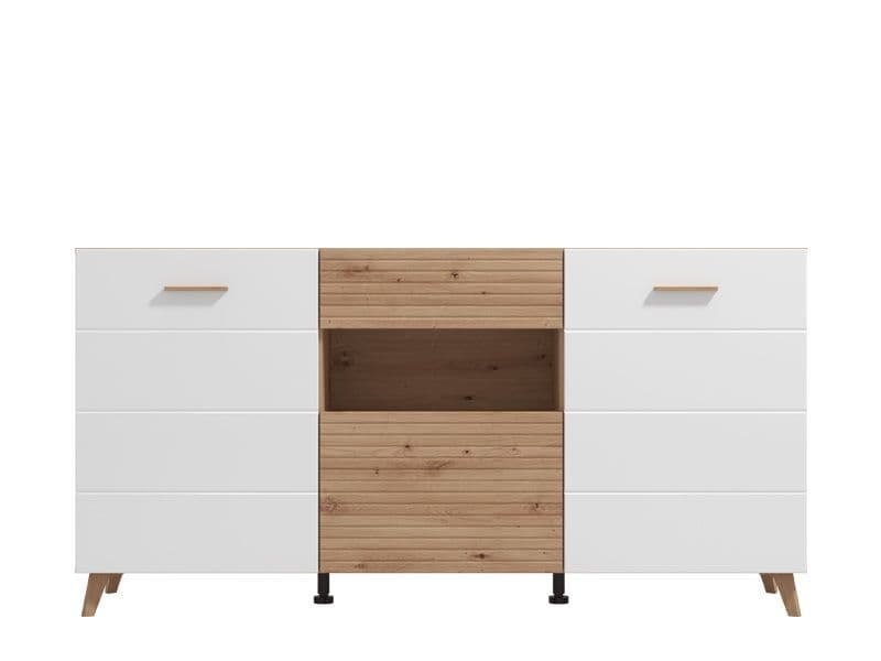 BlancMatte Slatted Artisan Sideboard Cabinet