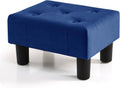 Small Foot Stool, Velvet Footstool with Legs, Footstools for Living Room, Ottoman Footrest Extra Seating for Entryway, Blue