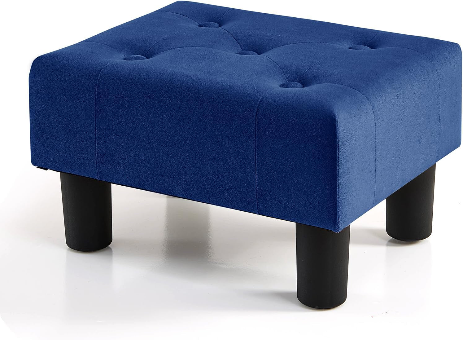 Small Foot Stool, Velvet Footstool with Legs, Footstools for Living Room, Ottoman Footrest Extra Seating for Entryway, Blue