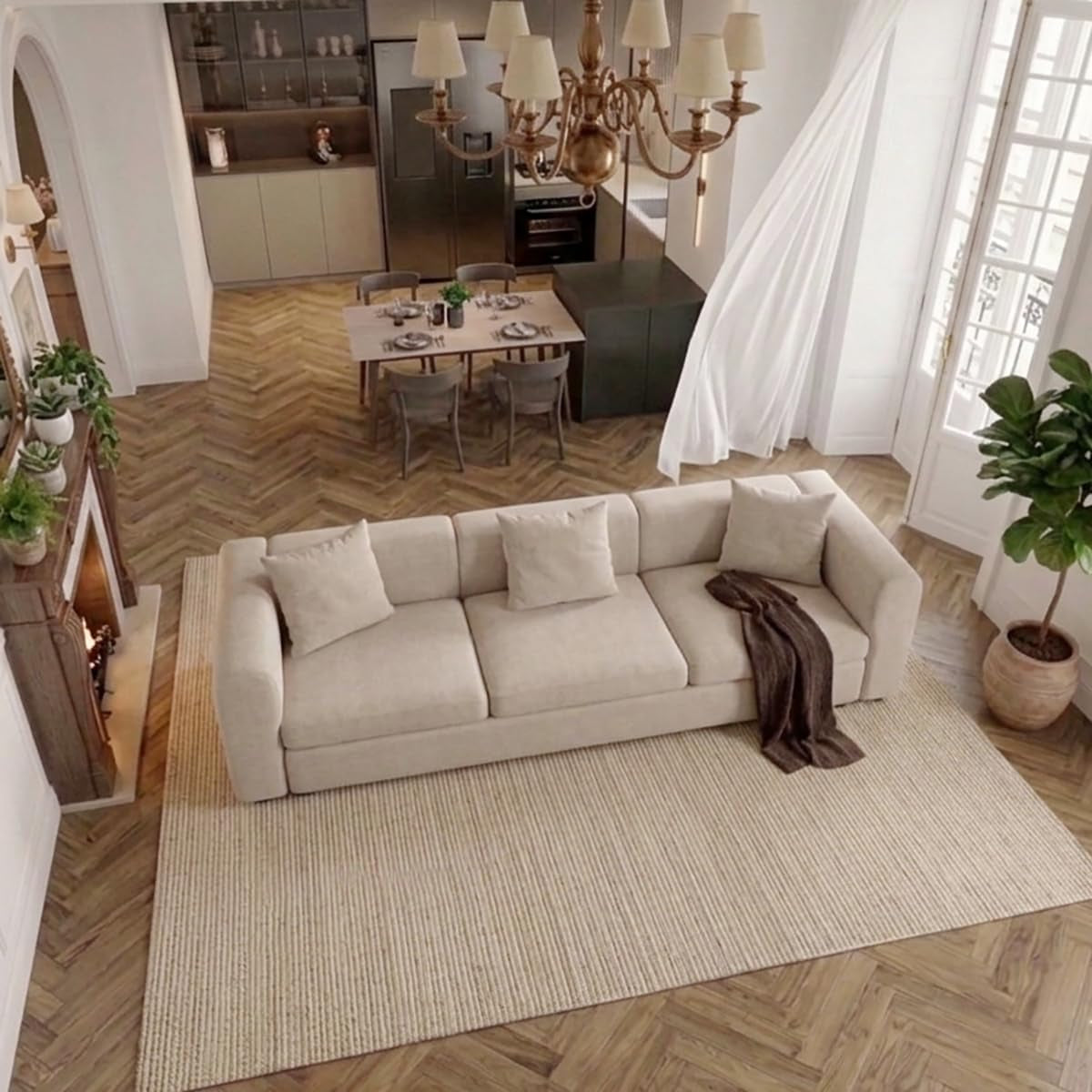3 Seaters Extra Large Sectional Sofa for Living Room,3 Seats for Small Room,Broad Seater Convertible Couch,Soft Sofa Bed,Oversized Deep Seat Retro Couche Bedroom