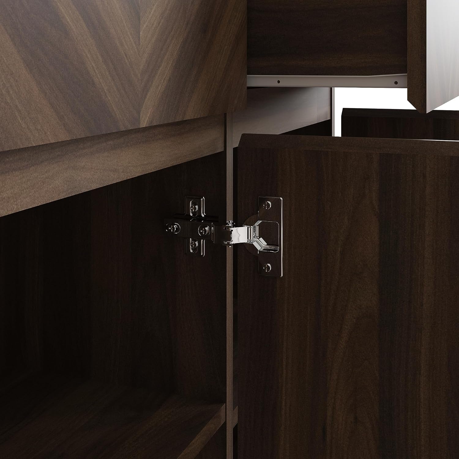 Catania Narrow Large Sideboard Cabinet Unit with 3 Storage Drawers & 3 Storage Cupboards, Walnut Furniture for Living Room, Dining Room, Hallway & Office, Royal Walnut D39.8 X H76 X W118.8Cm