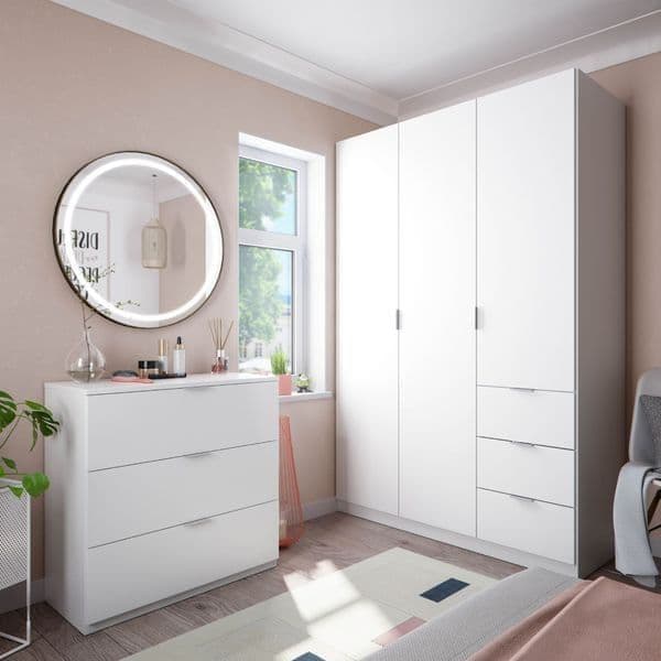 Compact White Wooden Wardrobe