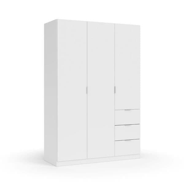 Compact White Wooden Wardrobe