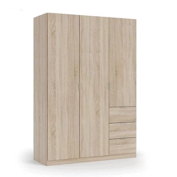Cairo Oak Triple Wardrobe With Shelves and Drawers