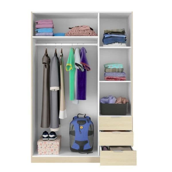 Cairo Oak Wardrobe – 3 Door, 3 Drawer Storage
