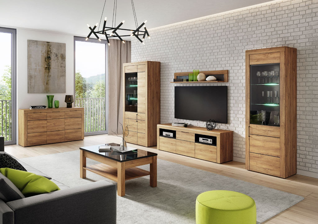 2 Door Premium Display Cabinet in Oak
