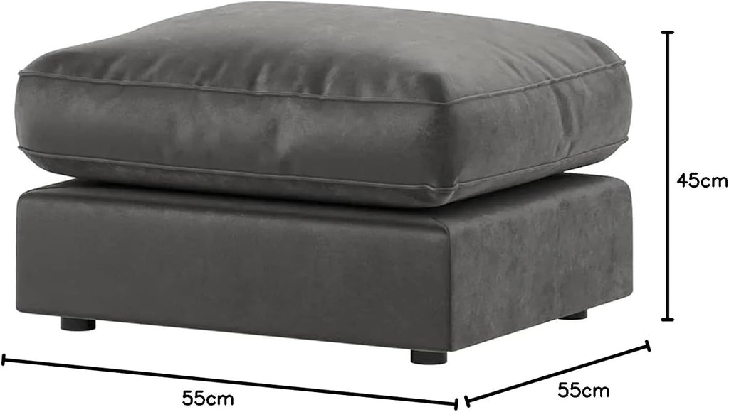 New Brooklyn Plush Velvet Grey Footstool Pouffe Sofa Accessory Foot Rest Living Room (Grey, Footstool)