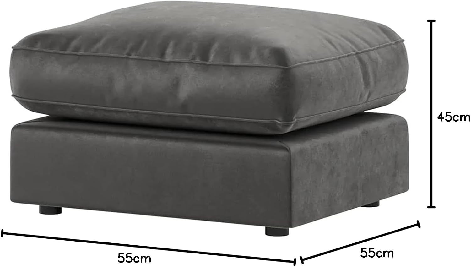 New Brooklyn Plush Velvet Grey Footstool Pouffe Sofa Accessory Foot Rest Living Room (Grey, Footstool)