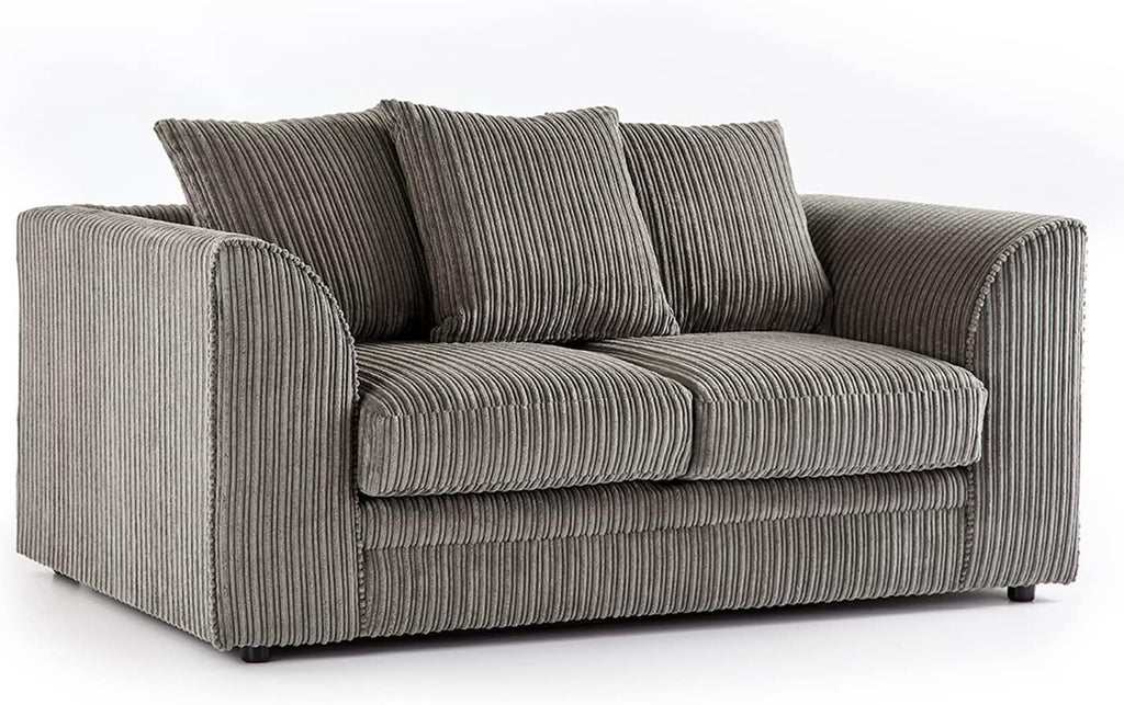New Luxor Grey 2 Seater Soft Jumbo Cord Sofa | Soft 2 Seater Luxury Jumbo Cord Settee