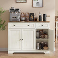 Collection - Storage Cabinet, Farmhouse Buffet Cabinet with 2 Drawers and Adjustable Shelves, 3 Doors, Sideboard, Coffee Bar, 40 X 107 X 80 Cm, Rustic White and Honey Brown SIREN LSC531WJ01