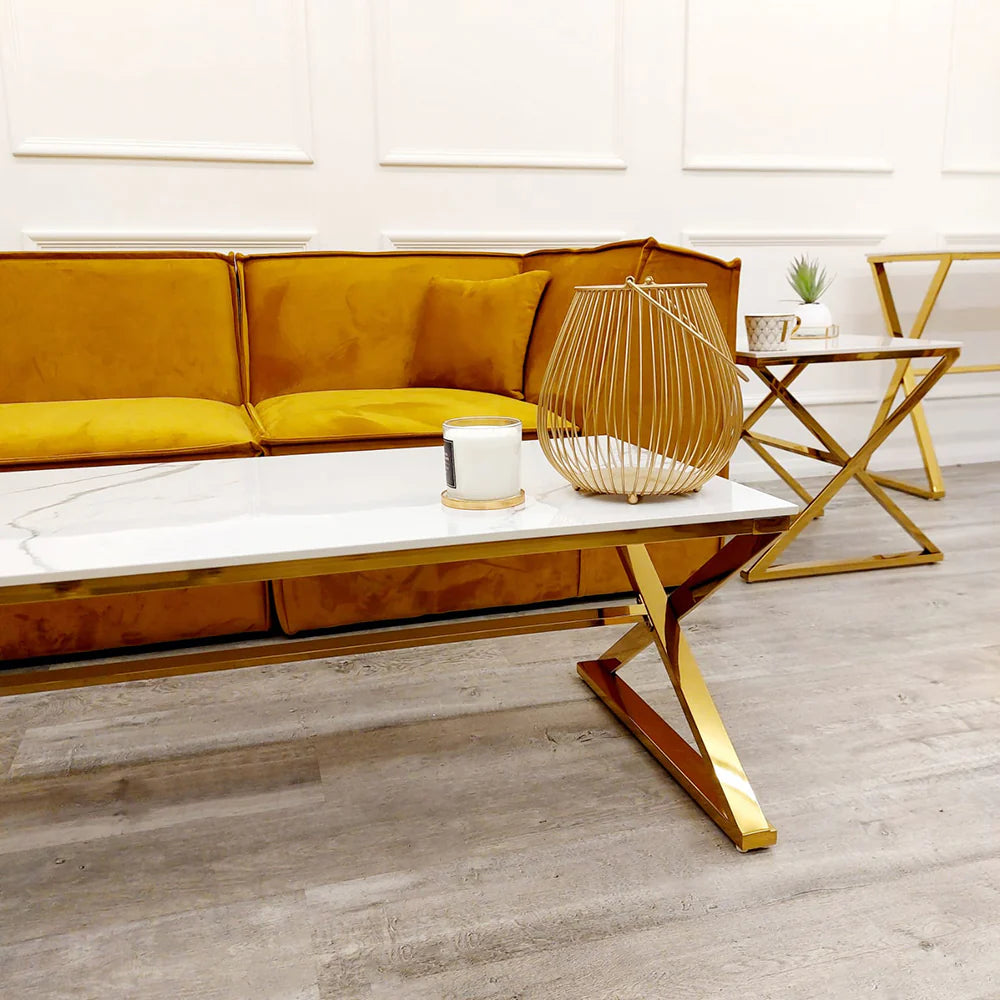coffee table gold and marble