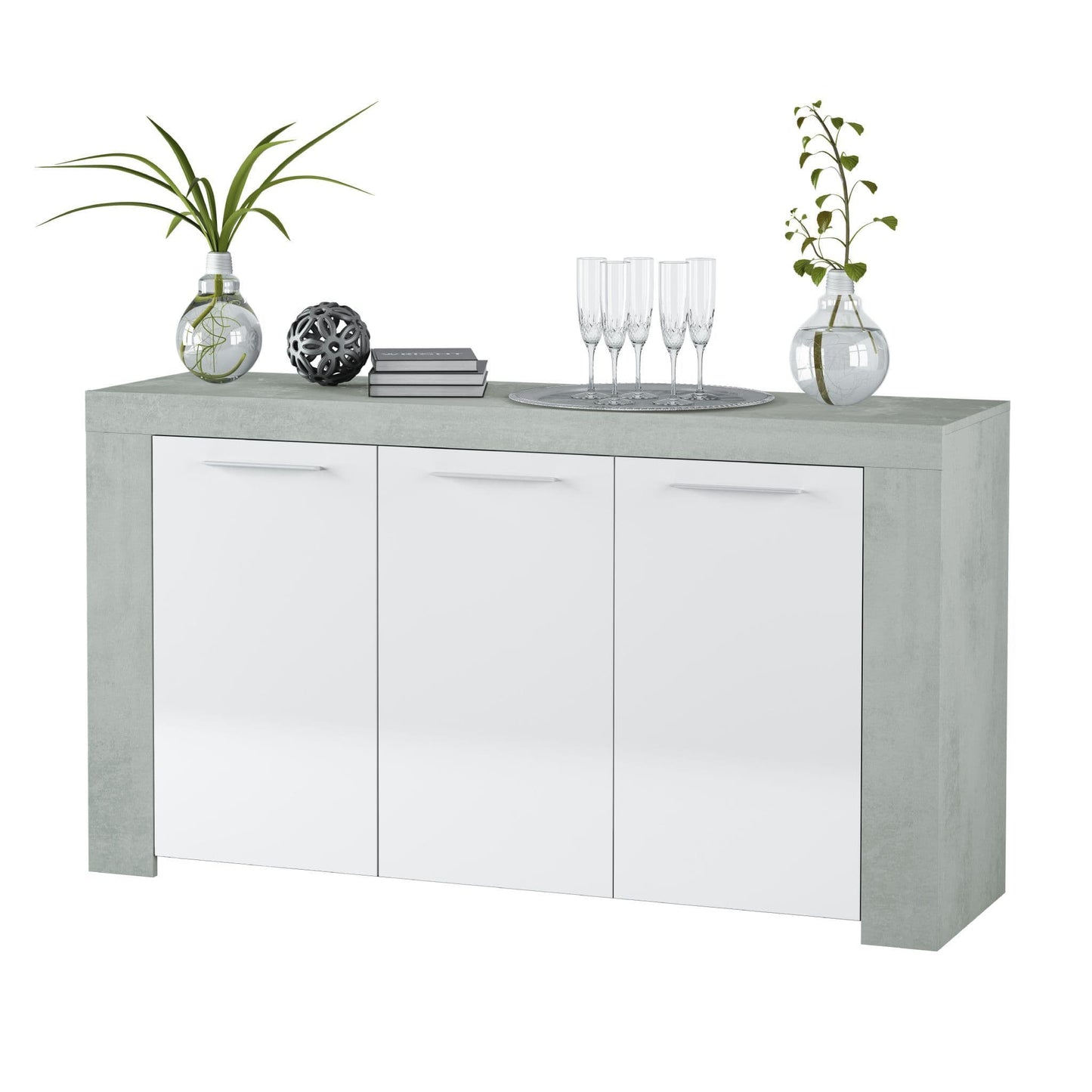 Tirana White and Grey Sideboard