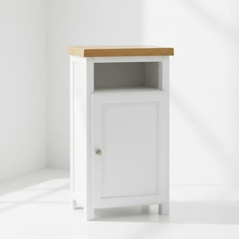 Small Cabinet with Shelf, Solid Wooden Slim Cabinet for Hallway or Livingroom, Ready Assembled Narrow Unit with Oak Top Slim Storage Unit
