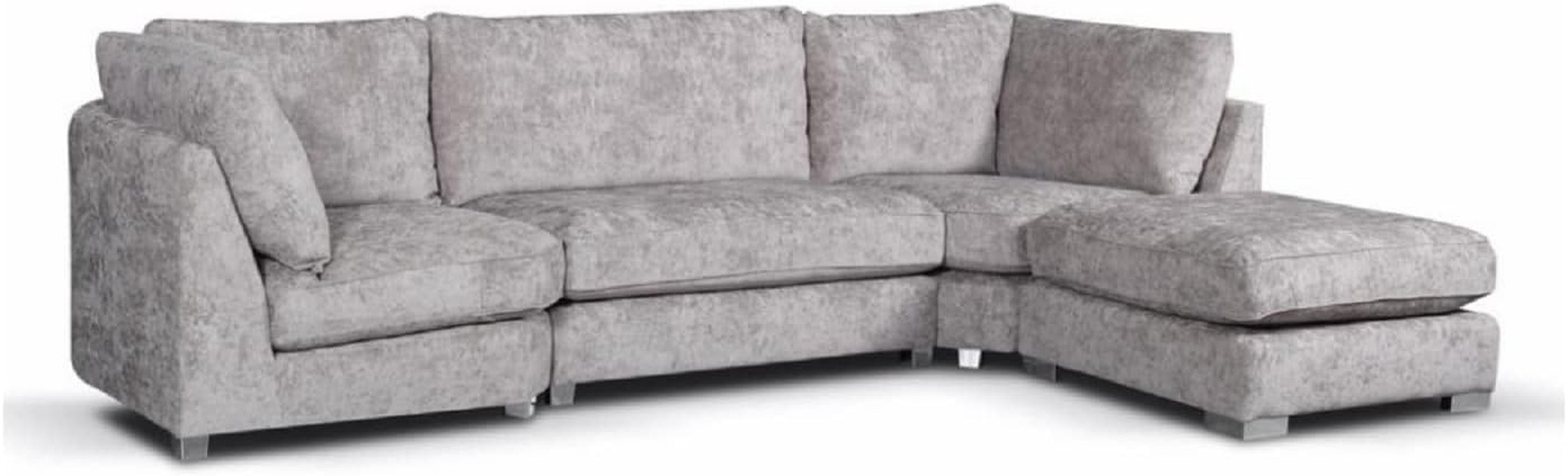 Alaska Truffle L or U Shaped Corner Sofa | Large Footstools | Warranty Included | Chenille Fabric | L Shape U Shape (Scatterback), Grey