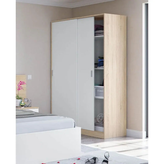 Durham Artic White and Oak Wardrobe