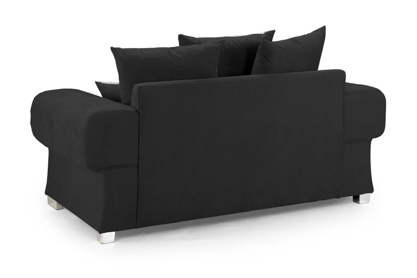 2 Seater Sofa Black Foam-Filled Cushions & Soft Fabric