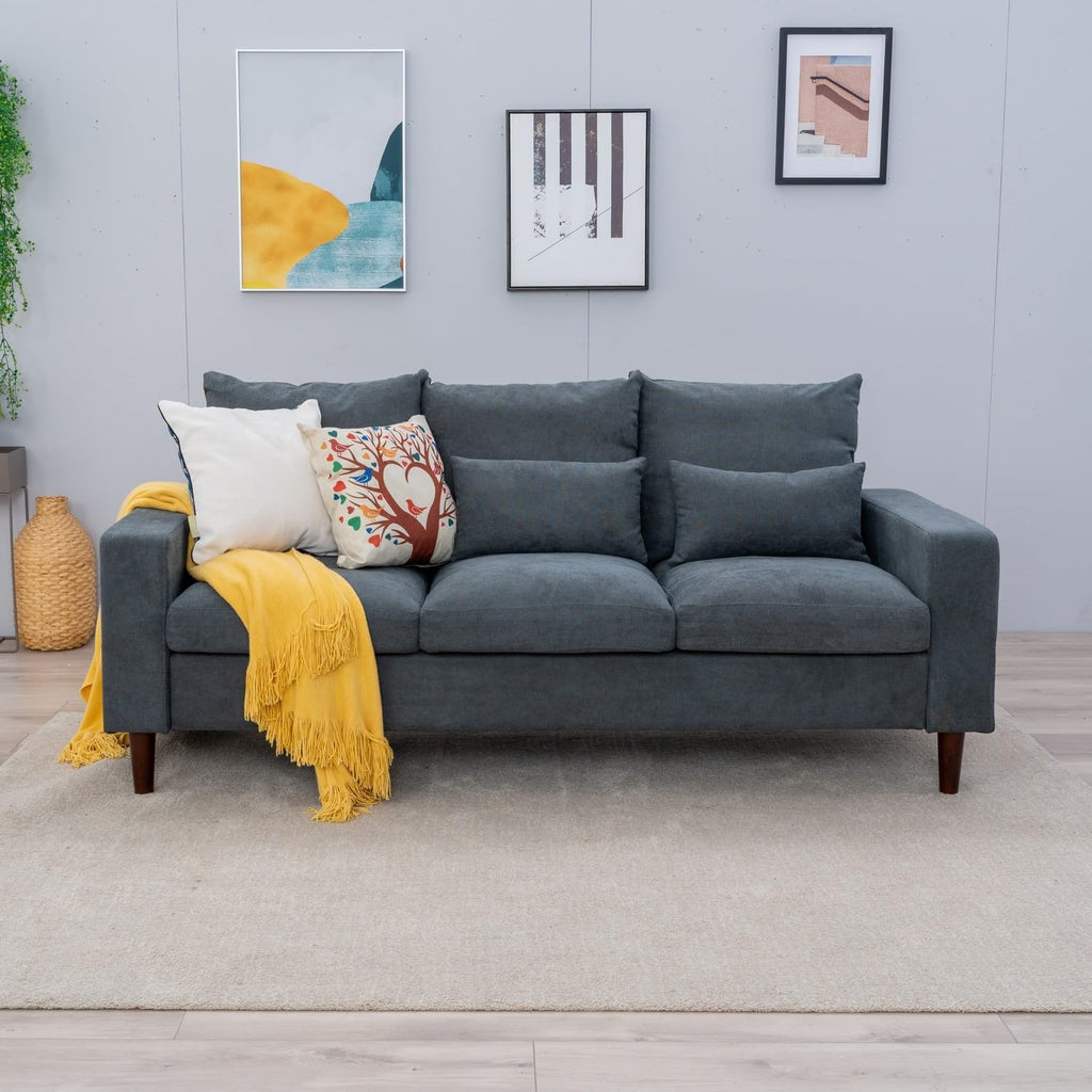 3-Seat Sofa Couch with Reversible Back Cushions Modern Fabric Sofa 3 Seater Couch for Small Apartment
