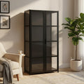 Acrylic Display Cabinet, Black, Double Doors, 4 Tier, 3 Sided | 4 Tier Clear Showcase Cabinet for Collectibles,Transparent Black Shelves for Collectibles