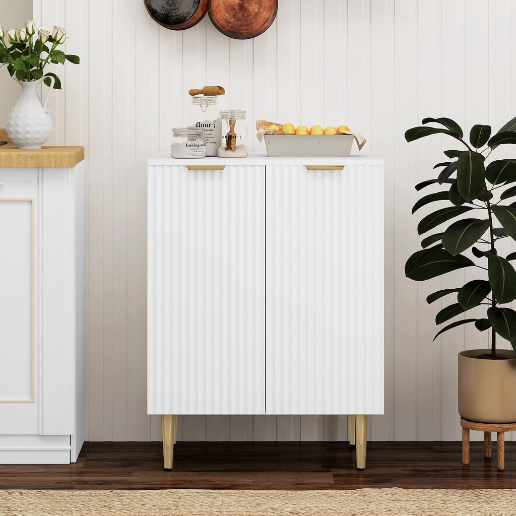 Sideboard Buffet Cabinet Kitchen Storage Cabinet with 2 Doors Black | Modern, Adjustable Shelf, Living Room Sideboard, Metal Legs, for Hallway