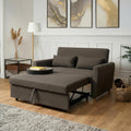 Dark Brown 2 Seater Sofa Bed Double, Pull Out Sofa Bed for Adults, Compact Fabric Sofabed with Fold Flat Mattress | Living Room Guest Bed | 140Cm