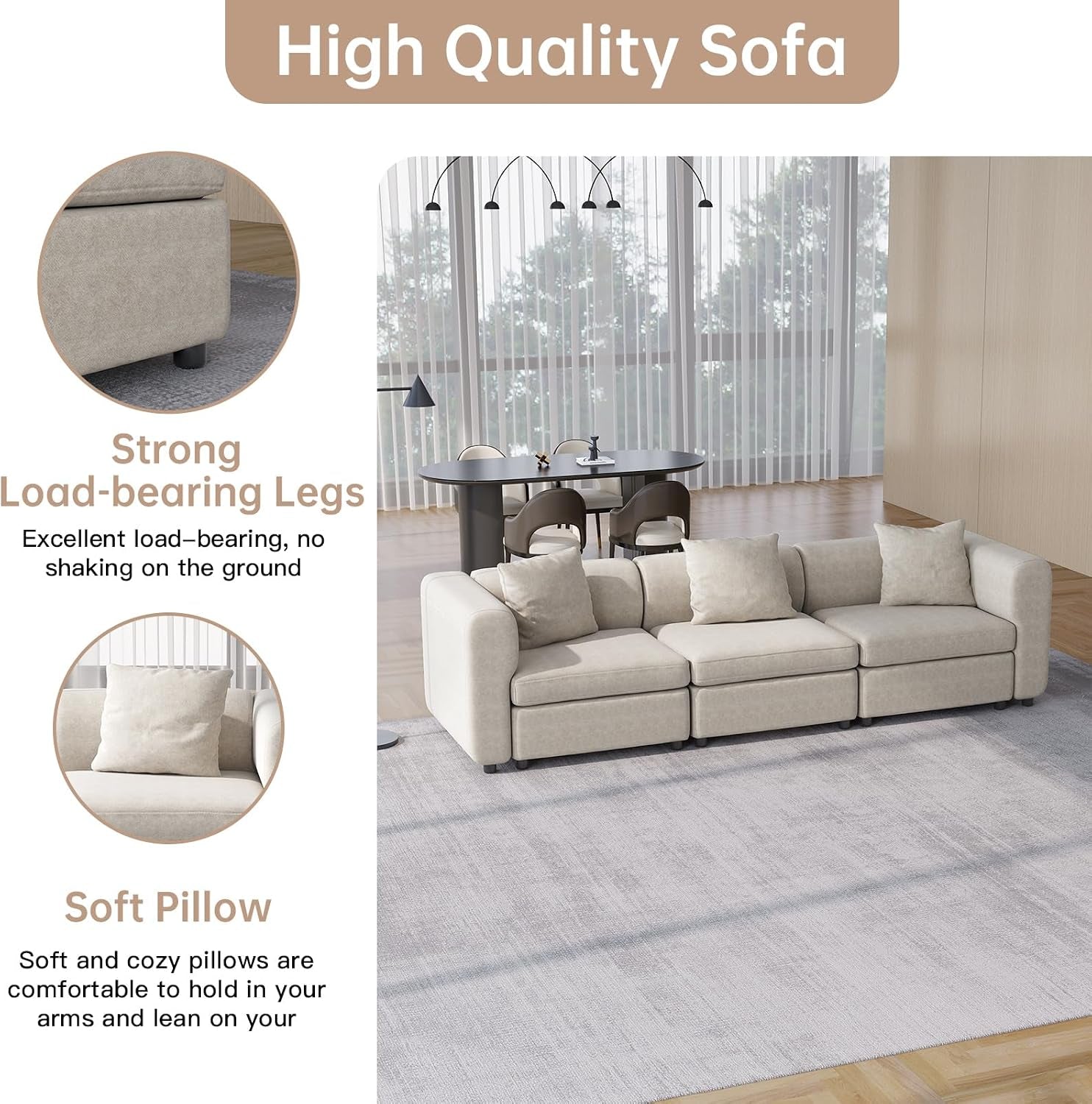 Love Seaters Extra Large Sectional Sofa for Living Room,2 Seaters for Small Apartment.,Convertible Leisure Couch,Deep Couches for Lounge,Modular Family Couches