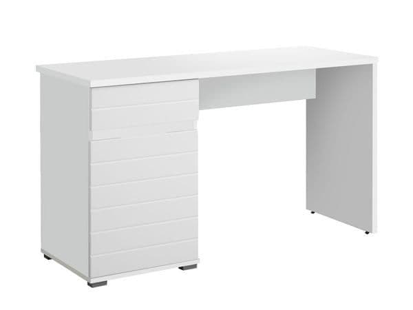 White Gloss Mid Modern Century Desk With Drawers