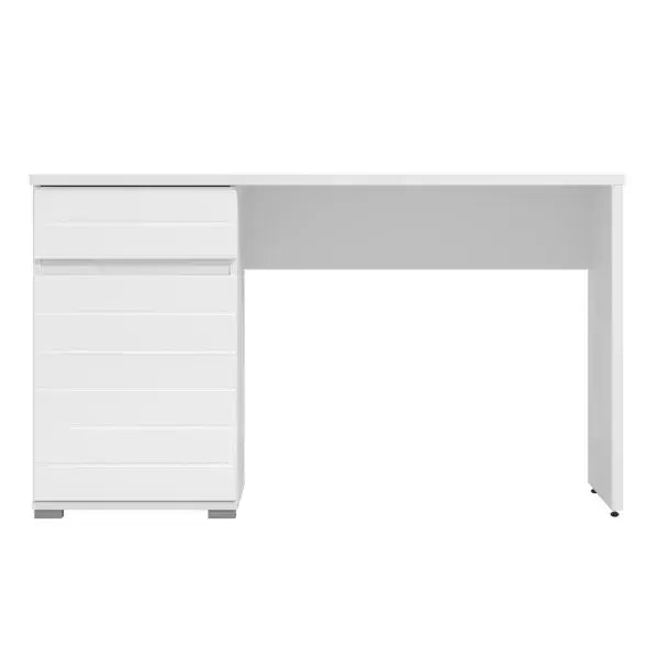 White Gloss Mid Modern Century Desk With Drawers