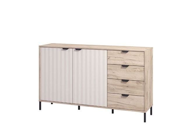 Medowin Grey Oak Effect And Cashmere Slatted Sideboard