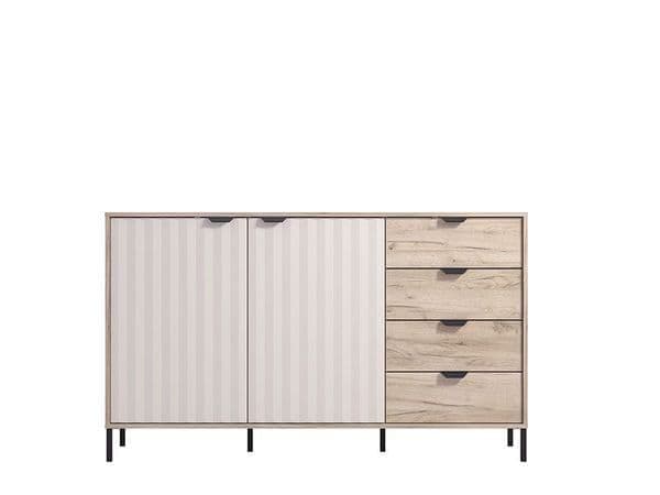 Medowin Grey Oak Effect And Cashmere Slatted Sideboard