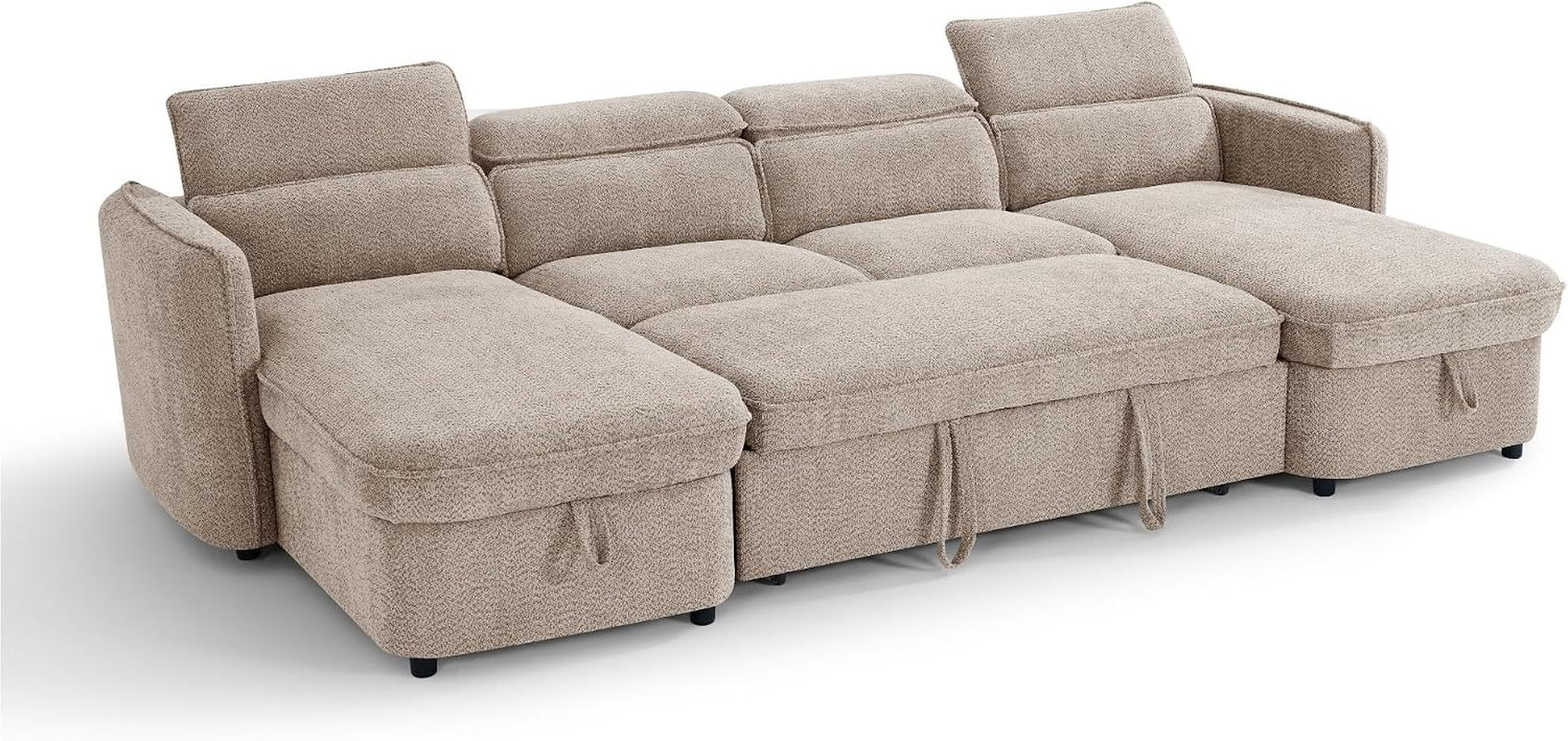 Beehive Furniture Corfu - U-Shaped Corner Sofa Bed - Beige Upholstered Large Family Couch | Setup Included | Built to Last (U-Shaped Corner Sofa Bed)
